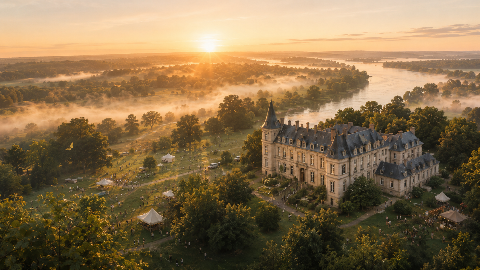 Le Château de Foolz et son domaine au lever du soleil
